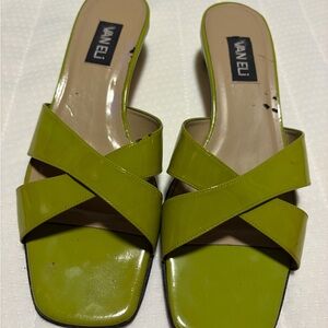 Vaneli Women's Lime Green Cross Strap Sandals